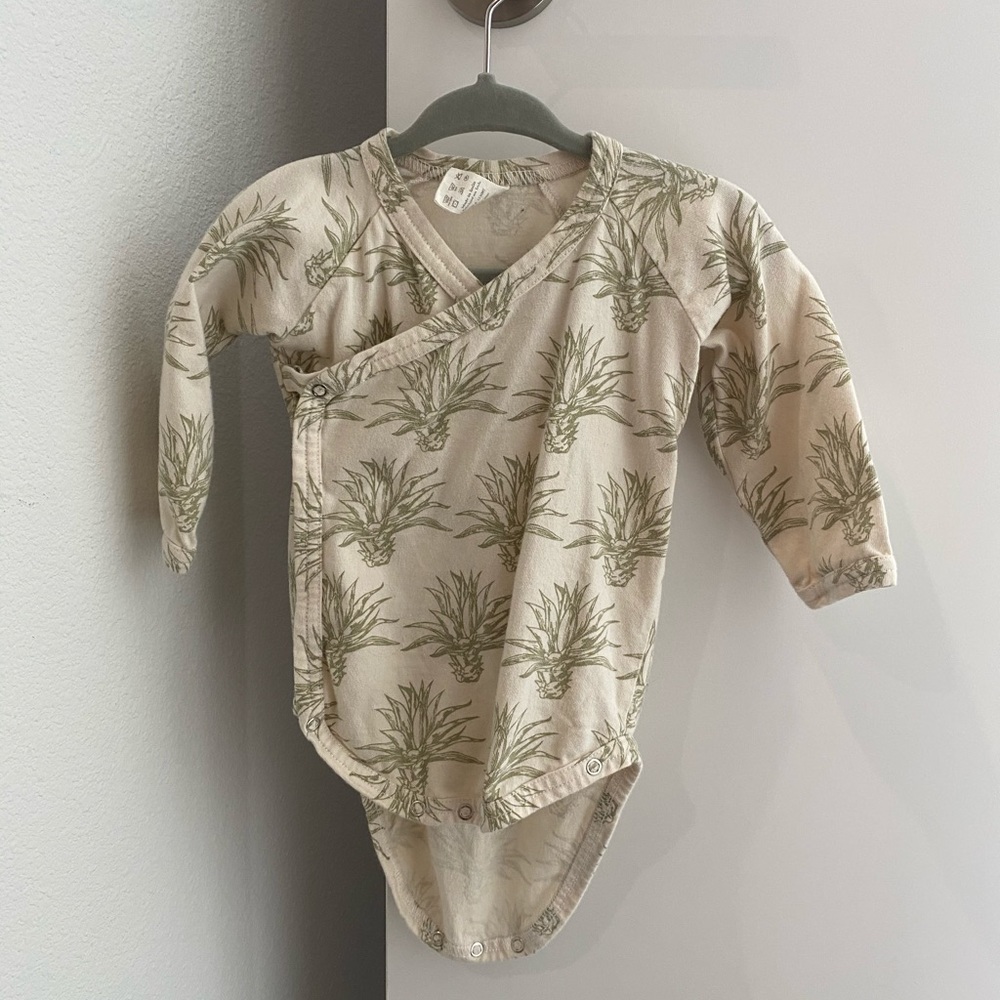 Kate Quinn Organics palm kimono onesie